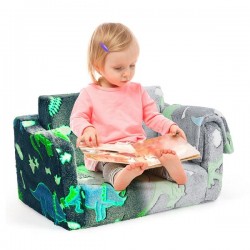 Vaikiška sofa-lova su šviečiančia tamsoje antklode